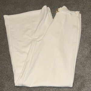 Windsor Cream Wide Leg Pants with Gold Accent